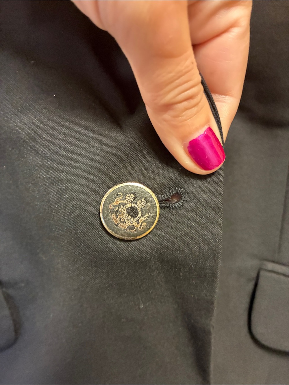 Zara black one button blazer with gathered shoulders- freshly dry cleaned - Picture 6 of 15